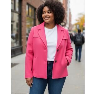 TALBOTS Womens Bright Pink Wool Crop Italy Coat NWT Sz 18 Plus 2X